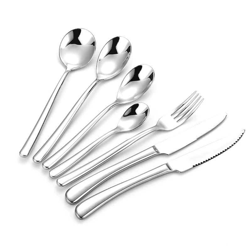 Custom Flatware Set Luxury Wedding Restaurant Silverware Mirror Polishing Knife Fork Spoon 304