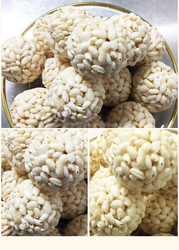 Tuffed Rice Ball Cereal Granola Bar Puffed Rice Ball Making Machine