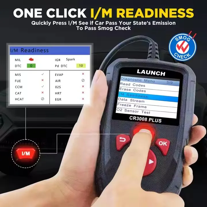 LAUNCH CR3008 OBD2 X431 Automotive Scanner Plastic OBD 2 OBDII Code Reader Free Update Car Diagnostic Tool Equipped NT301 KW680