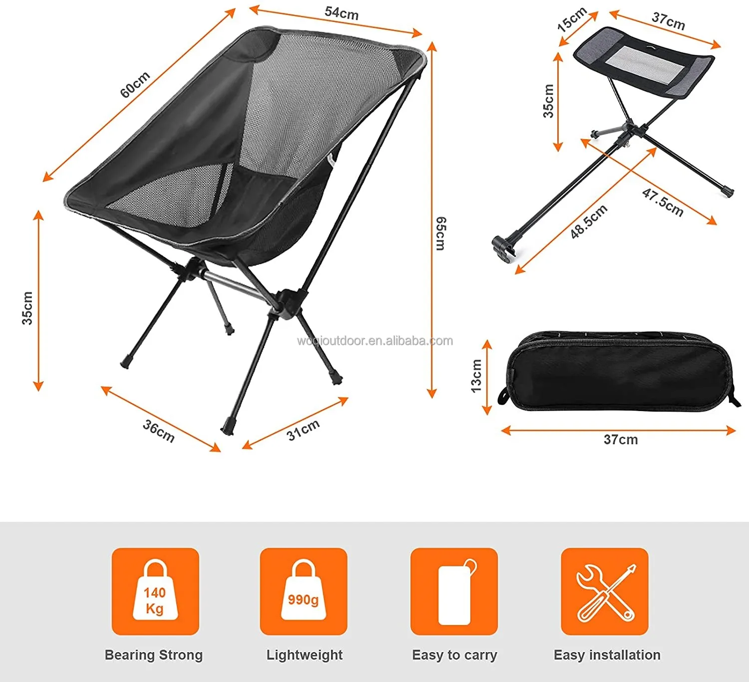 Woqi Outdoor Steel Folding Zero Gravity Relaxing Lounge Recliner Beach