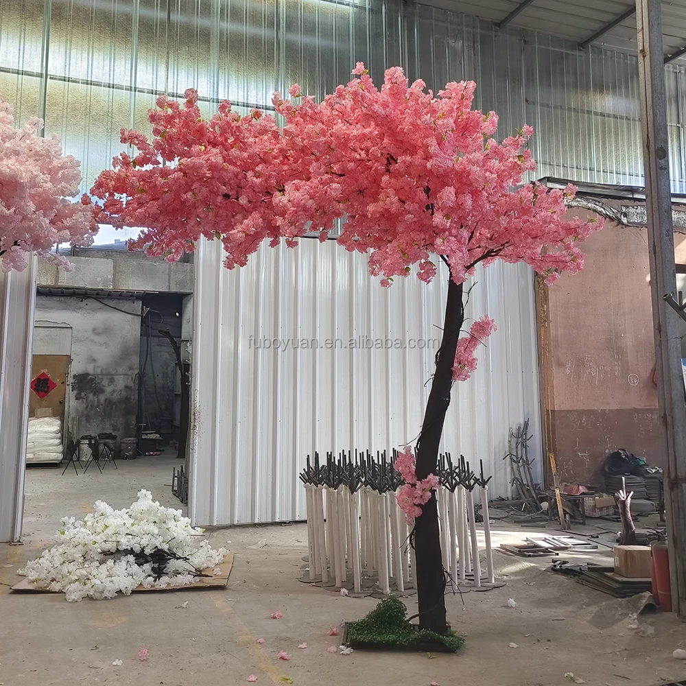 F322 Großhandel 3m Indoor-outdoor-simulation Blumenpflanze Künstlicher Baum Japanische Sakura Künstliche Kurve Kirschblütenbaum