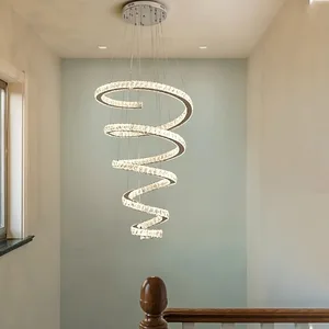Modern Simple Luxury Crystal Chandelier Villa Revolving Staircase Chandelier Duplex Pendant Light Chic Simple Design for Luxury