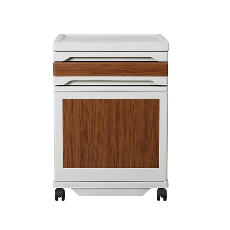 YXG-08-2 Hospital Room Furniture Abs Plastic Movable Hospital Medical Bedside Cabinet With Casters