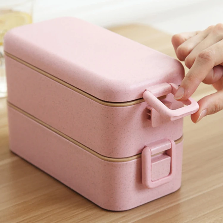 Cheap Environmentally Friendly Office Bento Boxes Heatable Japanese Stack Container Recycled Lunch Box