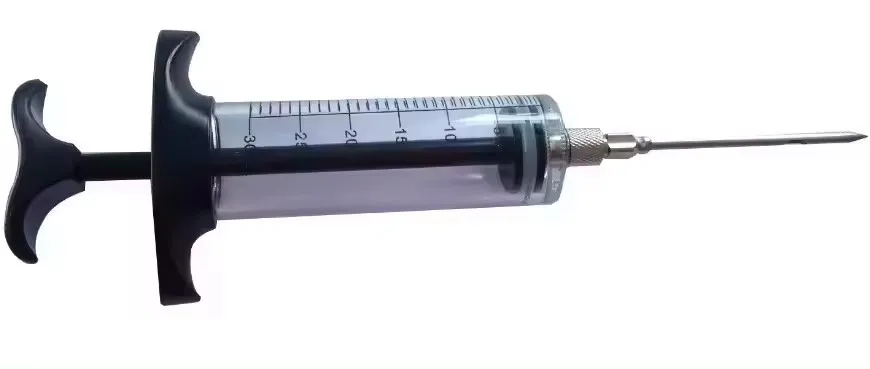 Meat Injector. Food Flavor Injection Syringe for Smoked BBQ Marinades and Meat Seasoning. 2 Needles for Pork Butt, Beef, Turkey