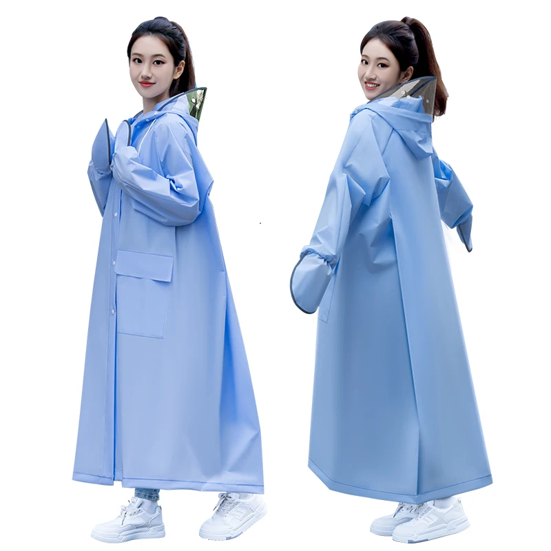 Wholesale modern blue Boys girls Windproof and Waterproof Camping Hiking rain coat Plastic Eva with Hood Long Raincoats