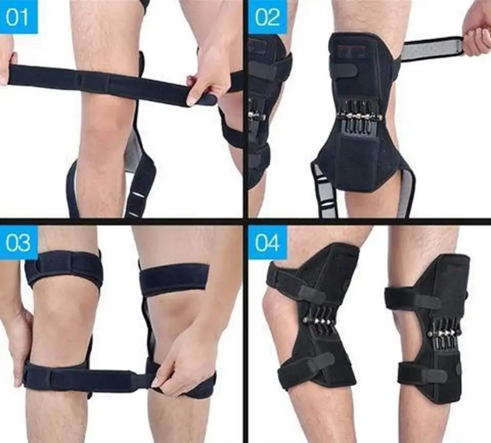 Spring Knee Brace Power Knee Joint Support Stabilizer Pads Knee Booster