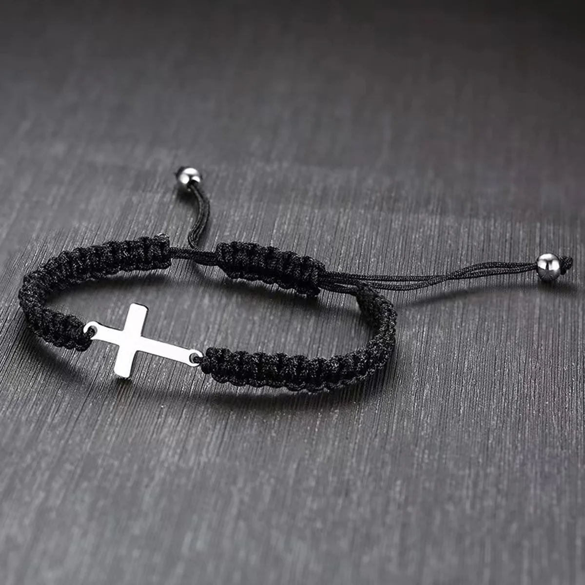 Wholesale Handmade Woven Bracelet Adjustable Stainless Steel Cross ...