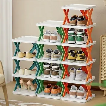 Super Stable DIY Combination Plastic Shoe Rack Stackable Stands Shelf Shoes Organizer Hallway Entrance Bedroom Versatile Tool