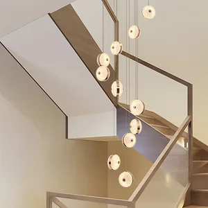 Villa Lobby Luxury Living Room Large Led Round Pendant Lights Modern Double Height Chandeliers Modern for Staircase