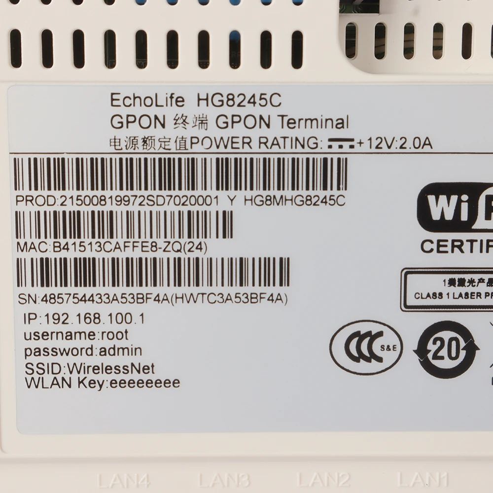 Echolife 8245C Hg8245C For English Firmware 4Fe 2Pots Ont 5Dbi Wifi Xpon Gpon