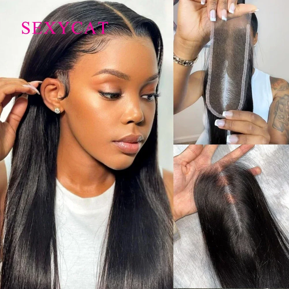 2x6 Lace Closure Straight Human Hair Pre Plucked Skinlike Real Swiss Lace Invisible_voghion.com