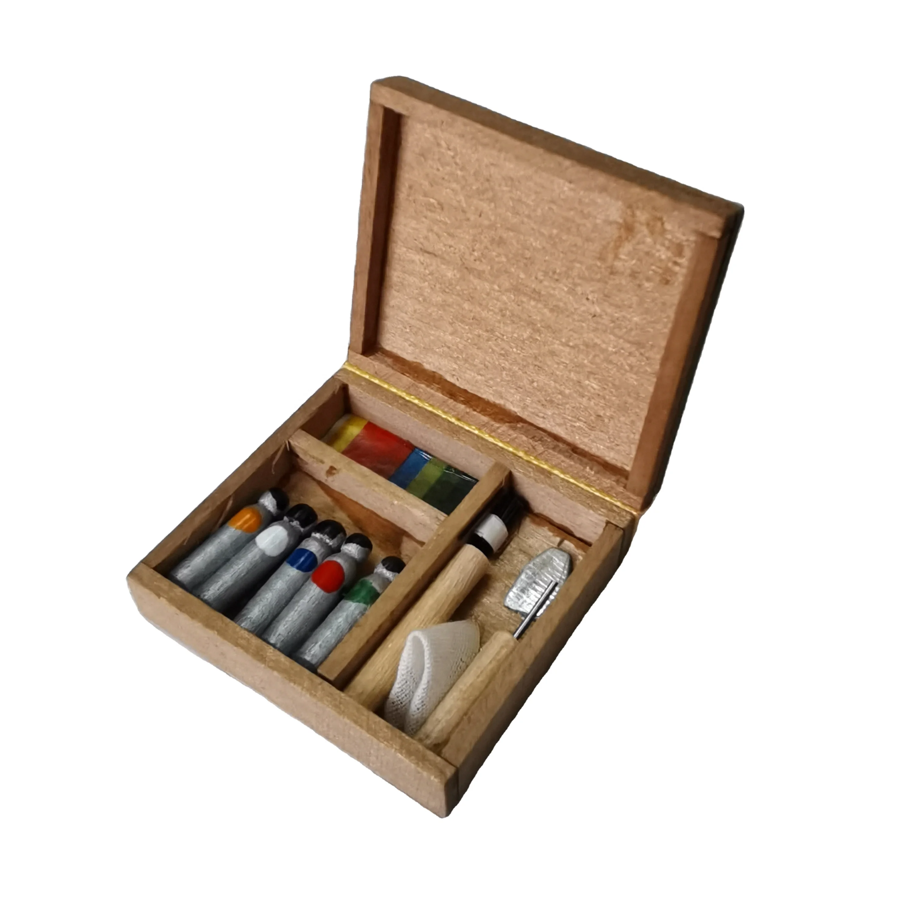 1:12 Dollhouse accessory miniature artist paint pen wooden box model toys 
