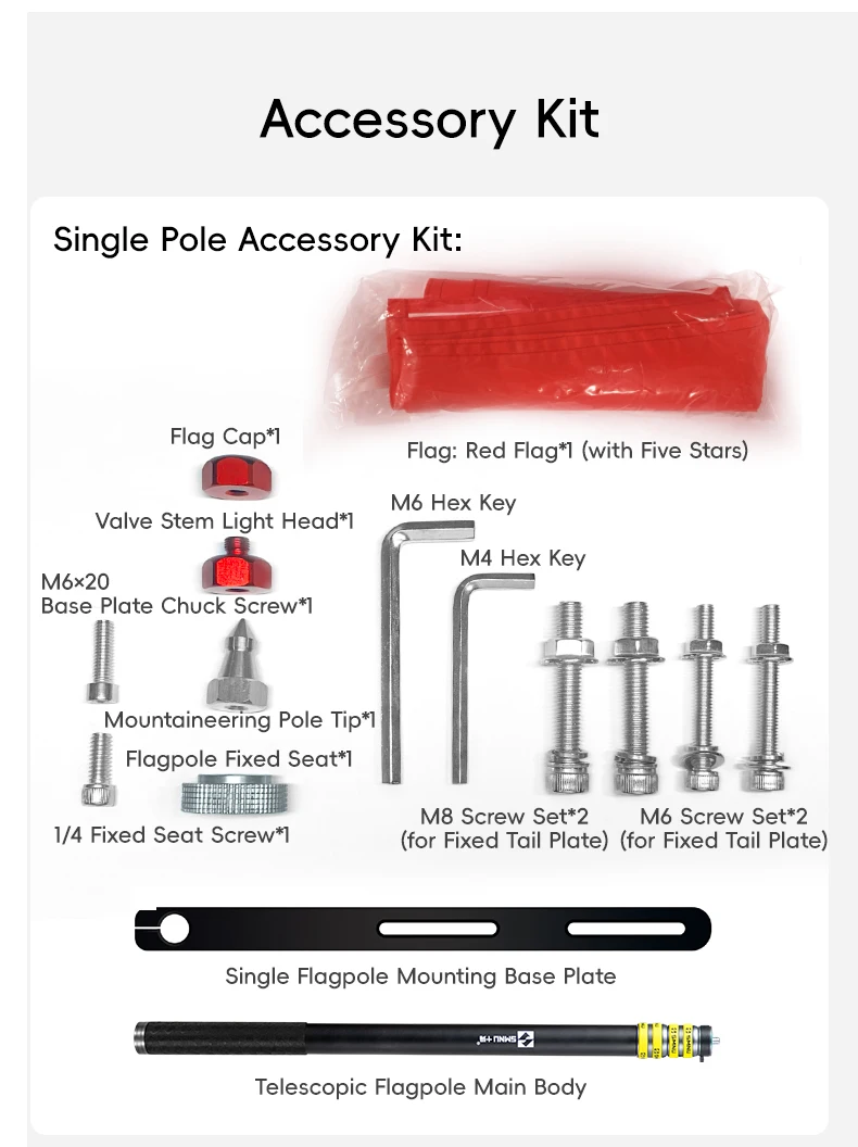 product smnu high quality flexible sports camera stand  motorcycle flagpole holder with double adjustable flags strong stability-8