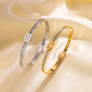 MW Wholesale New Arrival Letter Bangle: 18K Gold-Plated Stainless Steel, Waterproof Designer Women's Jewelry