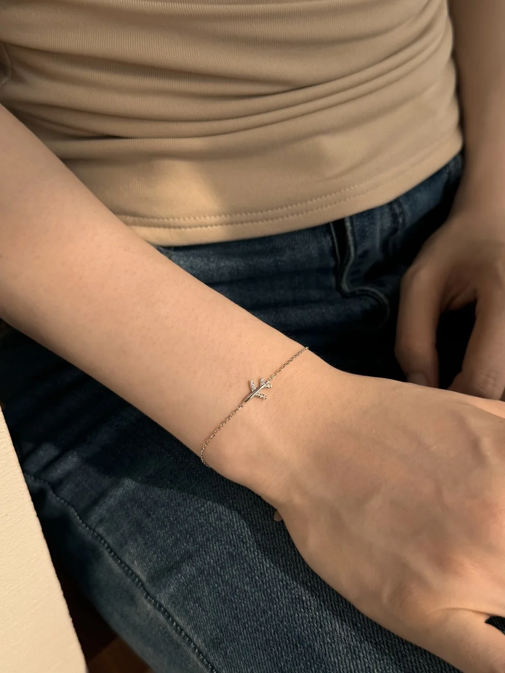 KAKODIY exquisite fashionable 18K gold-plated aircraft bracelet 5A straight-pull cubic zirconia link charm 925 Sterling Silver bracelet for women detail 5