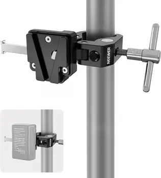NEEWER Mini V Mount Battery Plate with Wide Super Crab Clamp & QR Lock for Tripod Light Stand C Stand Gimbal Column and 15mm