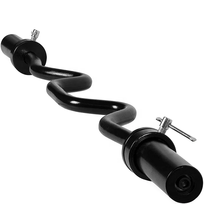 120CM Fitness Equipment Powerlifting Bodybuilding Hot Sale Black Deadlift  Free Weight Weightlifting Curved EZ Curl Barbell Bar