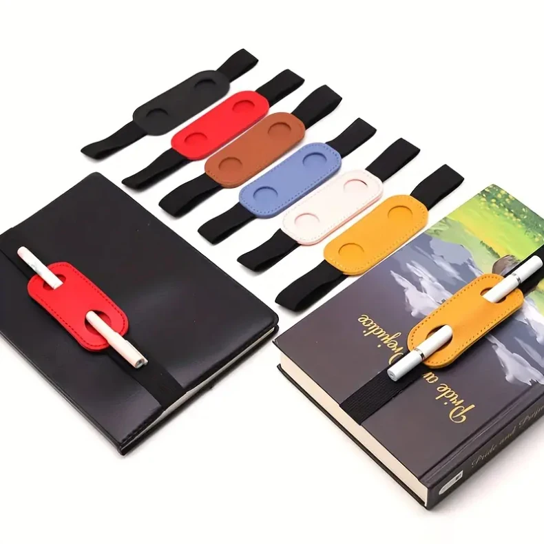 PU Leather Pencil Pouch Adjustable Elastic Band Pen Holder
