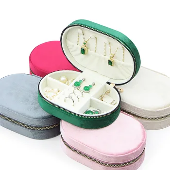 Fashion Velvet Jewelry Box Travel Packaging to Store Earrings Ring Necklace Custom Jewelry Display Holder Portable Storage Box
