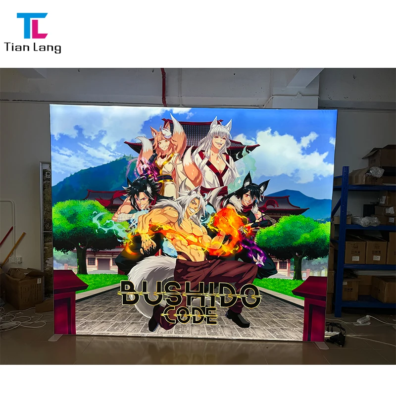 TianLang Portable Aluminium Ramme Led Seg Stof Baggrund Visningsstolpe Pop Up Baglyst Lightbox