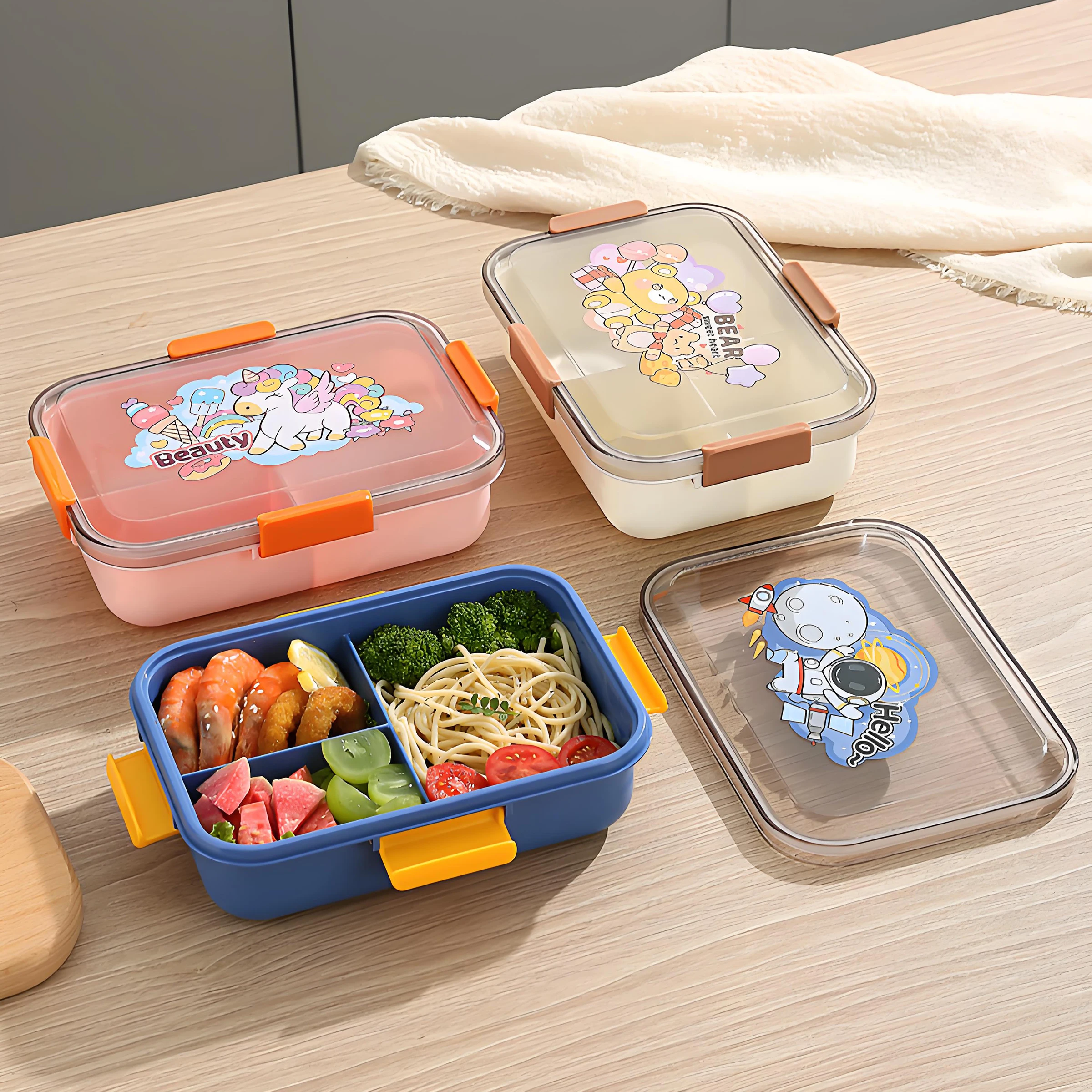 Hot Sale Eco-Friendly Thermal PP Bento Container Safe Plastic Lunch Box Spoon for School Food Fruit Storage Take-Away Container