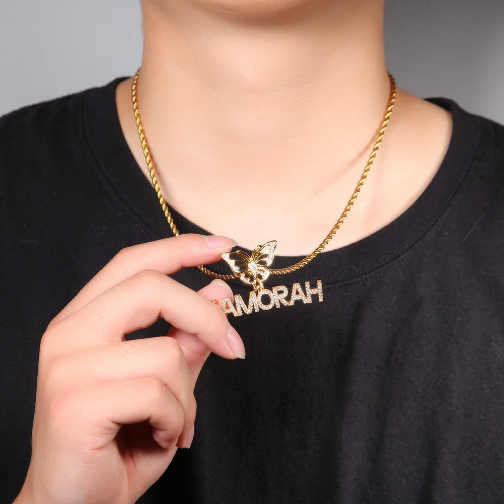 Name Plate Pendant Women Men Jewelries 