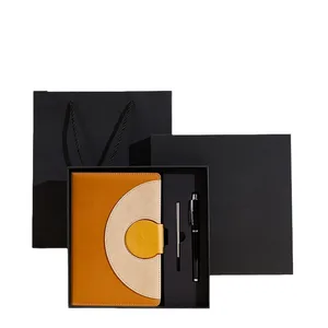 2026 Custom Promotional PU Leather Hardcover A5 Business Notebook Dairy Journal Gift Set with Logo