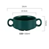 Taza pequeña para sopa con doble asa - verde oscuro