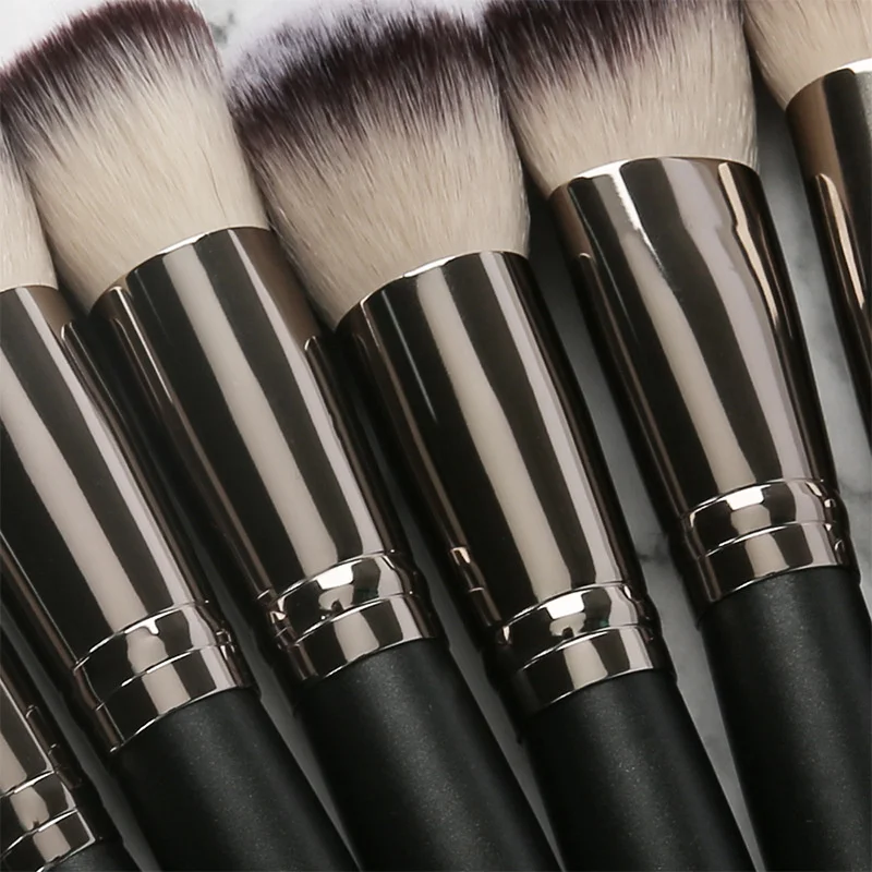 Высокое качество Профессиональные синтетические веган черный производитель оптом, изготовленный на заказ логотип бренда частная марка 15 шт. набор кистей для макияжа