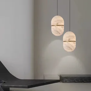 Natural Spanish Marble Headboard Chandelier for Bedroom Living Room Dining Room Bar Counter-Handcrafted Pendant Lights