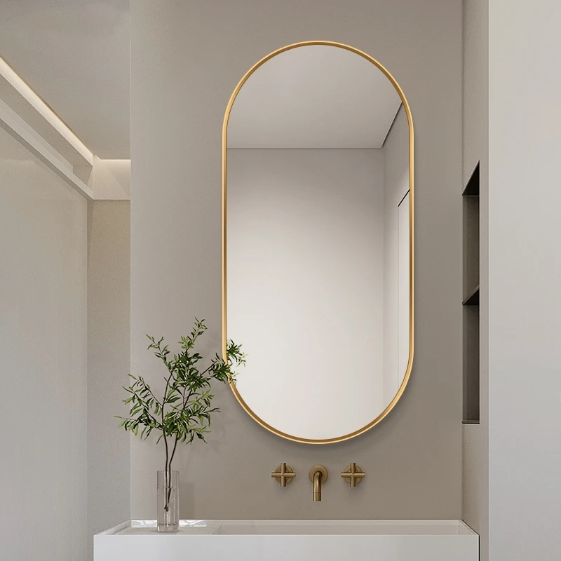 Model Style Bathroom  Wall Mounted Decorative Design Oval Frame Mirror Aluminum  Frame Mirror