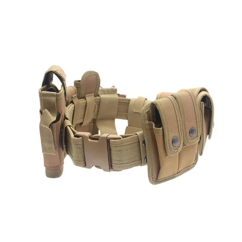 Tactical Belt Duty Belt Set Adjustable Nylon Security Belt Multifunctional Hunting Holster Flashlight Pouch Set