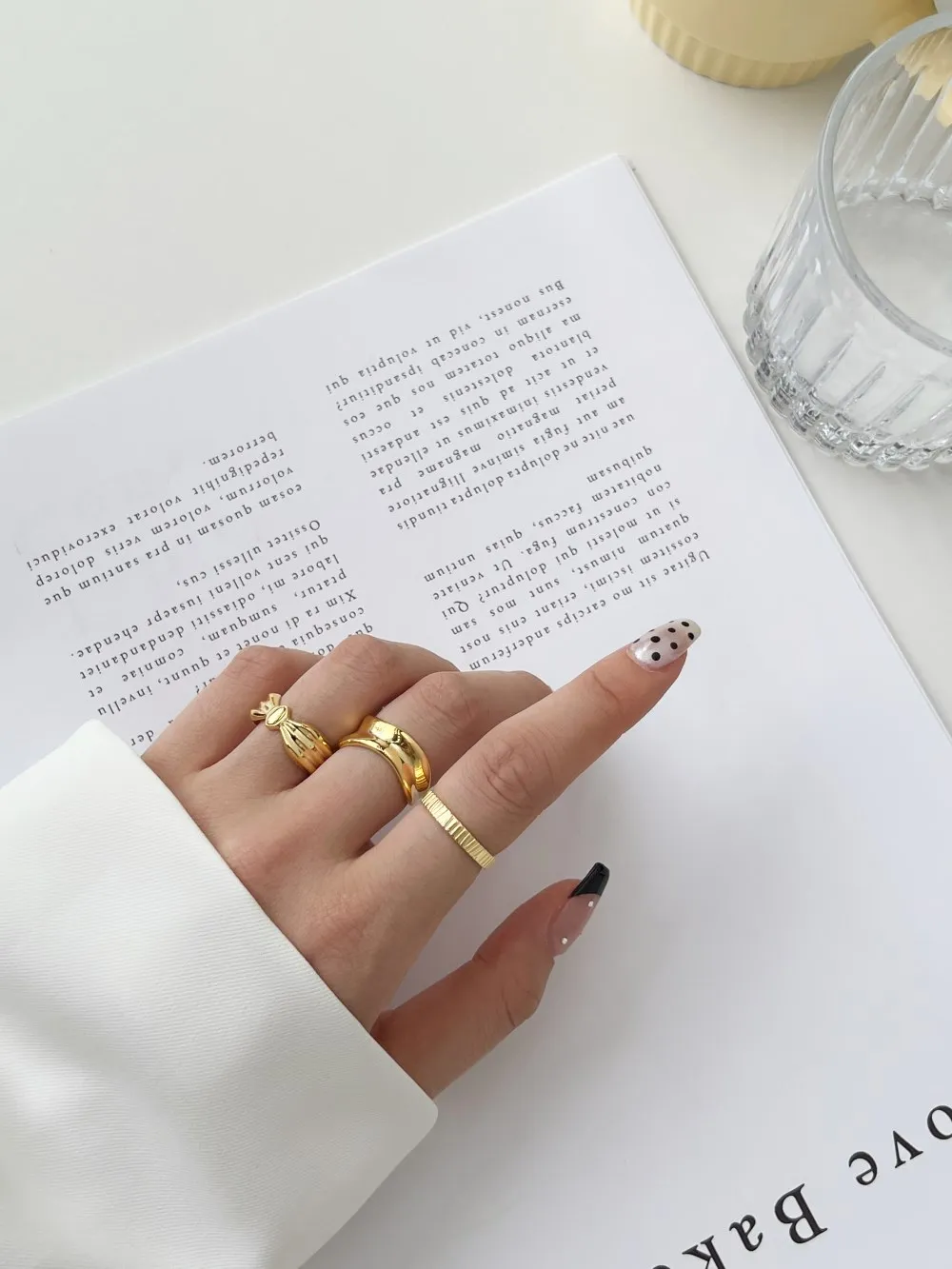 KAKODIY Simple Design 925 Sterling Silver Ring Rhodium 18K Gold Textured Ring Daily Gift Anniversary Birthday Sale detail 3
