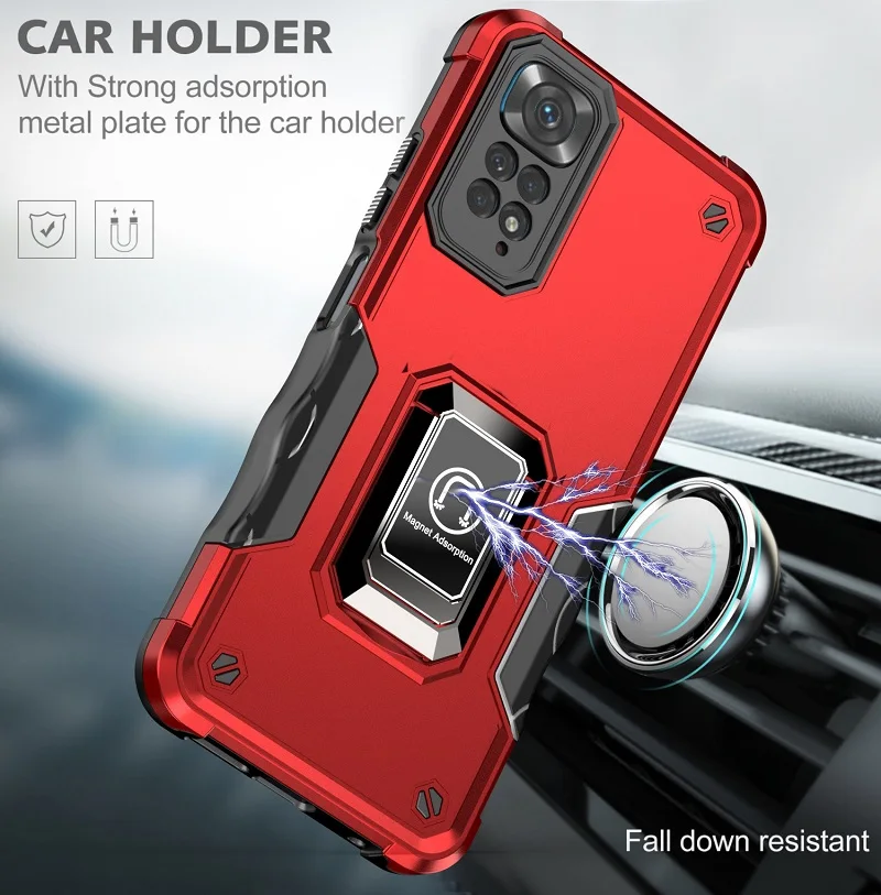 Shockproof Armor Case for Redmi Note 11 11S Global Version Ring Stand Phone Back Cover for Xiaomi Redmi Note 11 Pro + 5G