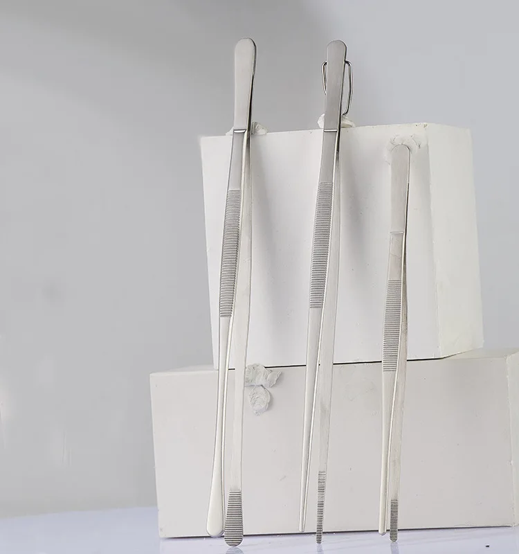 Stainless Steel Food Tweezers Set Straight Long Kitchen Food Tweezers BBQ Tongs details