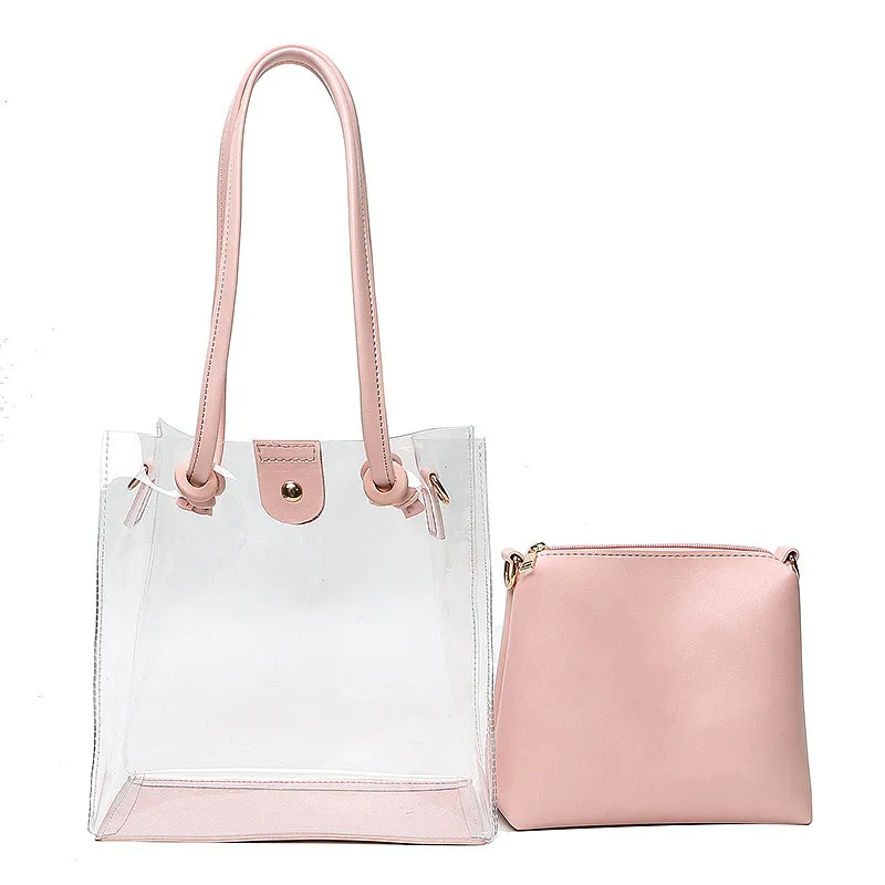 Clear Purse,2-in-1 Transparent Shoulder Bag Fashion PVC Shoulder Crossbody Purse 