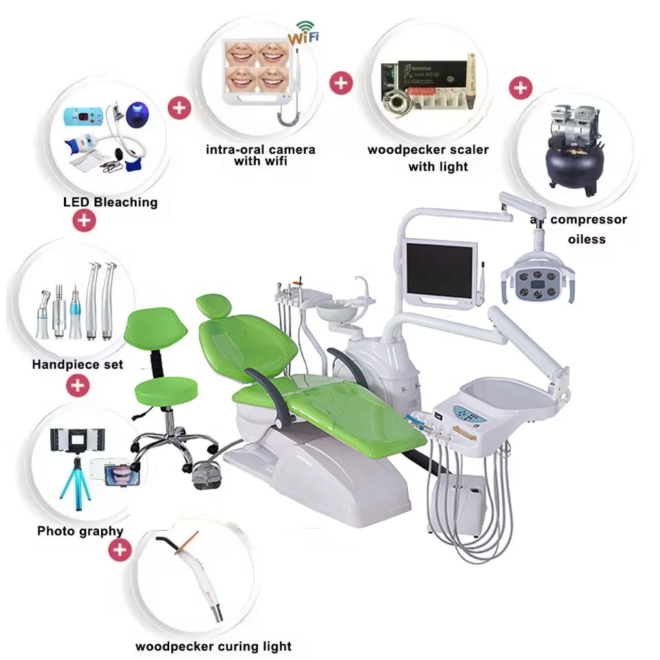 Full Set Teeth Whitening Machine Hand Pieces Light Cure Compressor Sillon Complete Dental Chair