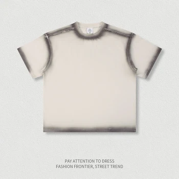 Boxy Oversized t Shirt 300 Gsm Custom Sport 100% Cotton Verified Suppliers T-shirts Spray Short Sleeve Cotton T-shirt