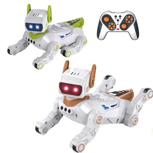 ITTL 2.4G Smart Robot Dog Intelligent Dual Control Four Wheel Remote Control Mechanical Dog with Sound Light Spray Toys for Kids