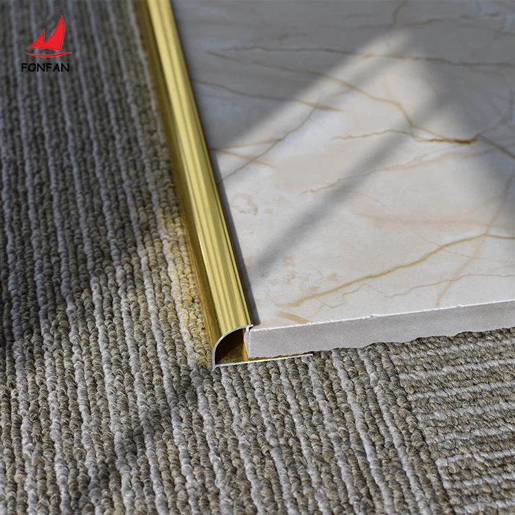 High Quality 10mm Gold Aluminum Tile Trim Round Edge Interior Metal Strips for Floor Tiles Premium Accessories