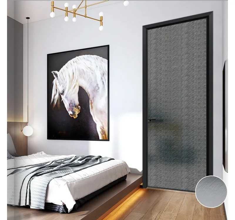 Custom Size Aluminum Alloy Sliding Door Tempered Glass Waterproof Interior Door for Balcony, Kitchen and Bathroom