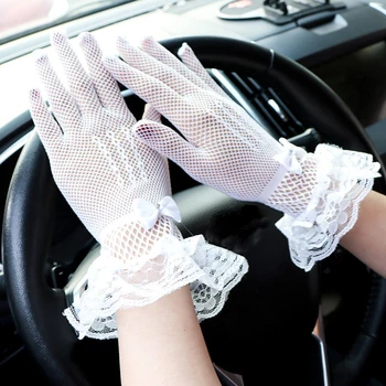 Lolita Summer Uv-proof Driving Gloves JK Mesh Fishnet Gloves Lace Full Finger Girls Lace Fashion Gloves Hand Cosplay Gloves