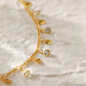 Fine Anklets Gold Silver Chain Link String Pearl Crystal Adjustable Dainty Layered Fashion Jewelry for Women Beach Daily Wear