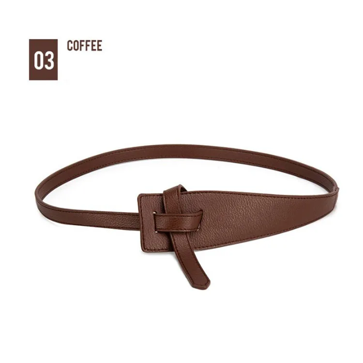 Women Fashion Knot Belt for Dress Jeans Cowhide PU Leather - Coffee CHIC DIARY Women Fashion Knot Belt for Dress Jeans Cowhide  main image 4