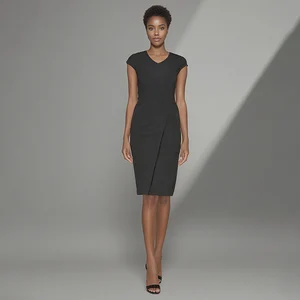 Elegant Summer V-Neck Commuter Suit Dress Waist Slimming Breathable Women's Dresses for Business Career