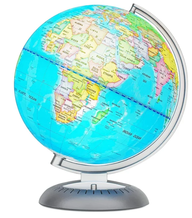Illuminated World Globe for Kids with Stand Built-in LED Light Illuminates for Night View Colorful, Easy-Read Labels of Cont