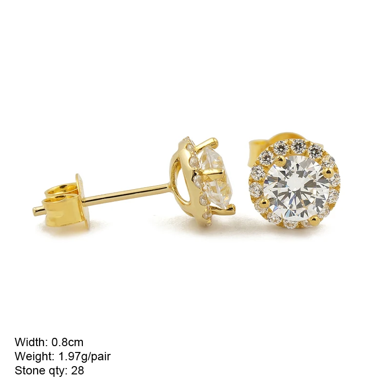 18K Gold Earrings with CZ Stones - Perfect for Any Occasion