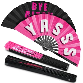 2024 Customized Printing Large Bamboo Hand Fan Rave Folding Foldable Iconic Shade Bye Fan Handheld Chinese Fan