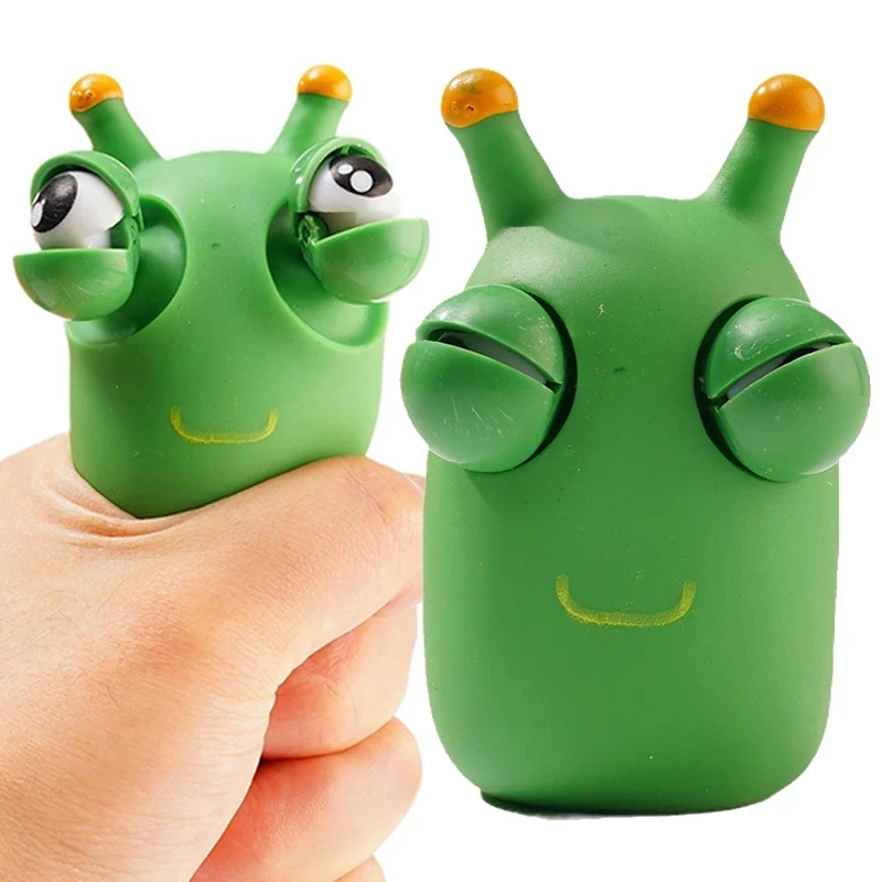 Creative Green Eye Caterpillar Squeeze Toy Popping Out Eyes Pinch Adult ...